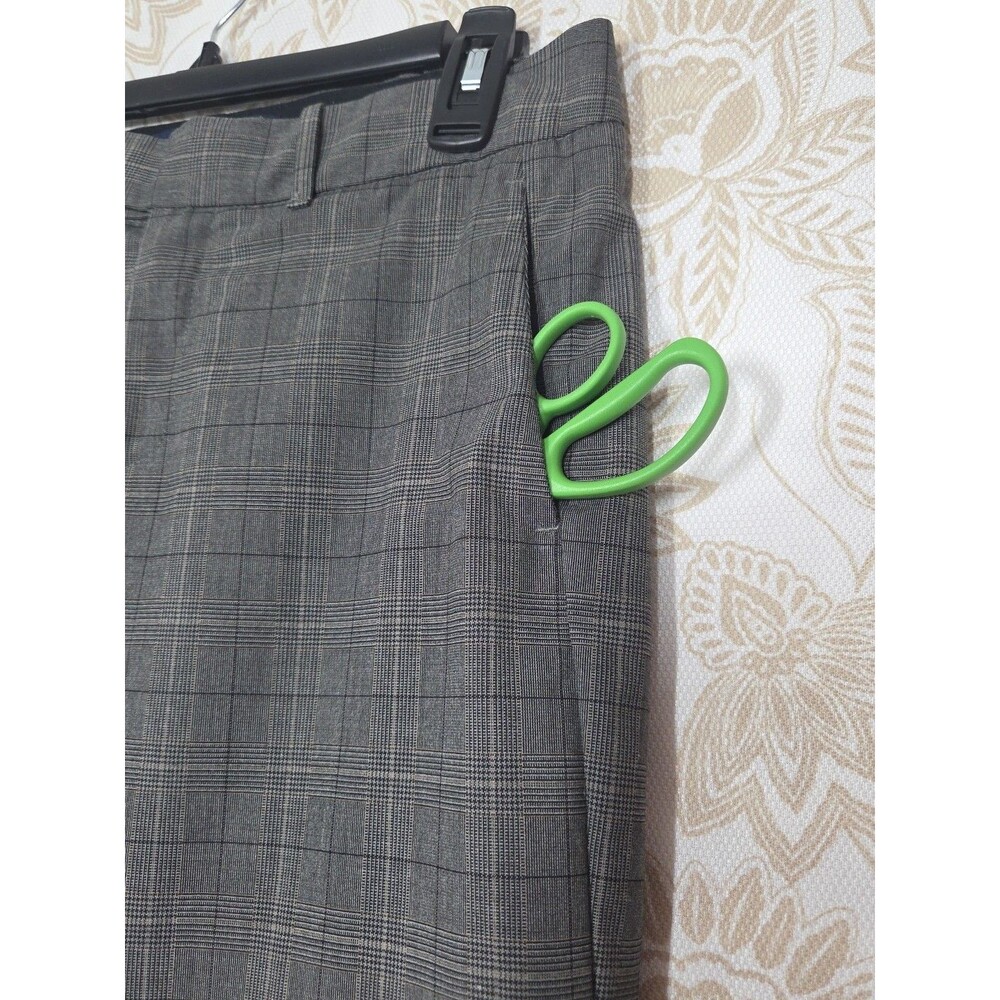 Gap Women Trouser 2 Ankle Pants Bootcut Grey Plaid Y2K WIDE Leg Cuff Windowpane - Picture 10 of 11